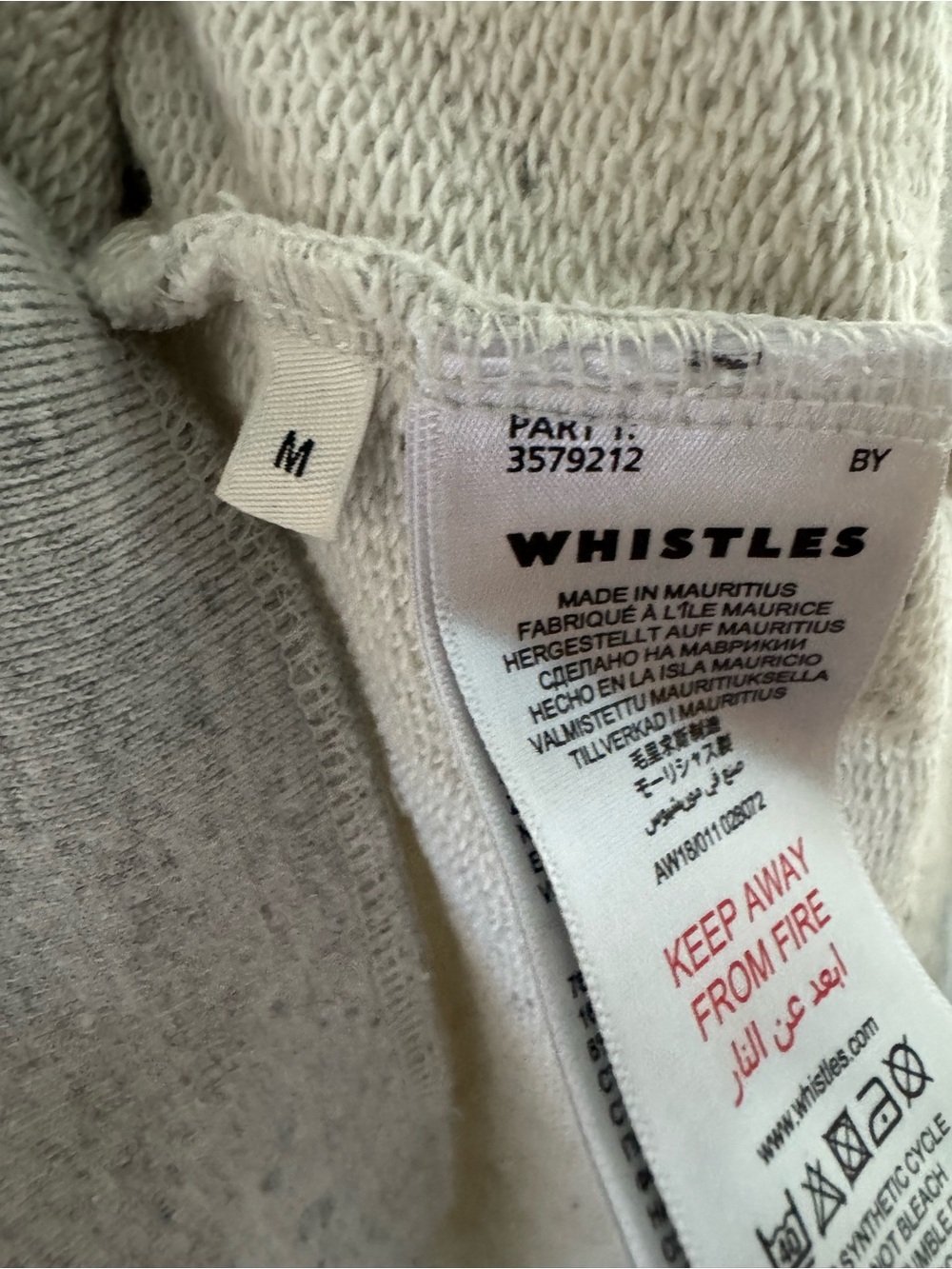 Whistles Gray Crewneck Sweatshirt Red "C'EST LA VIE" Appliqué Medium - Picture 5 of 5
